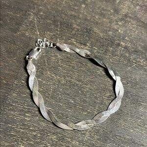 Vintage Silver Bracelet 925 Italy Two Strand Woven‎ Flat Adjustable 8”